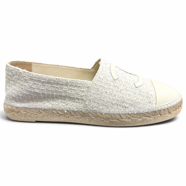Great CHANEL Slip-on COCO Mark espadrilles Ivory mens 42 G29762
