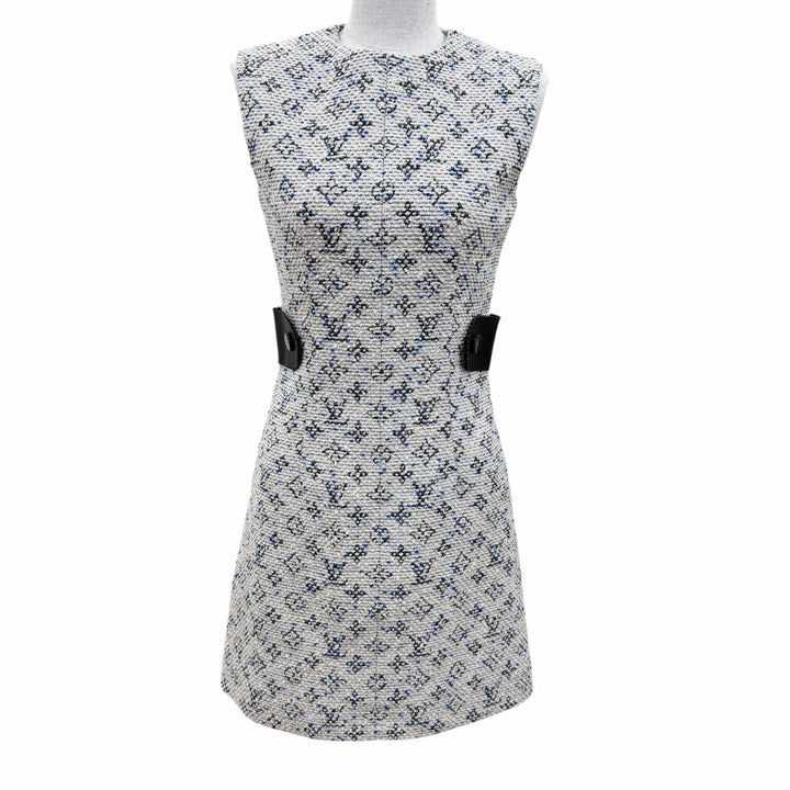 Excellent LOUIS VUITTON one piece Leather-trimmed monogram tweed sleeveless 34