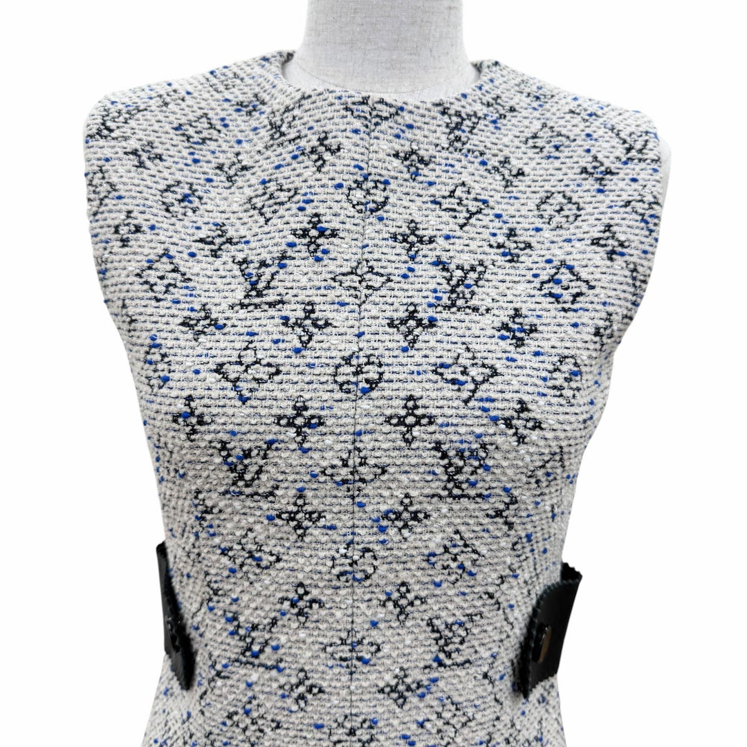 Excellent LOUIS VUITTON one piece Leather-trimmed monogram tweed sleeveless 34