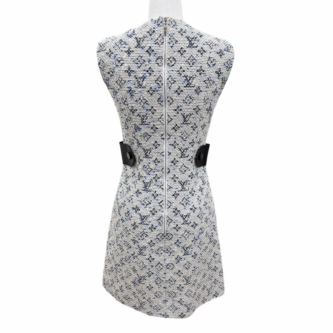 Excellent LOUIS VUITTON one piece Leather-trimmed monogram tweed sleeveless 34