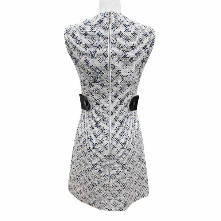 Excellent LOUIS VUITTON one piece Leather-trimmed monogram tweed sleeveless 34