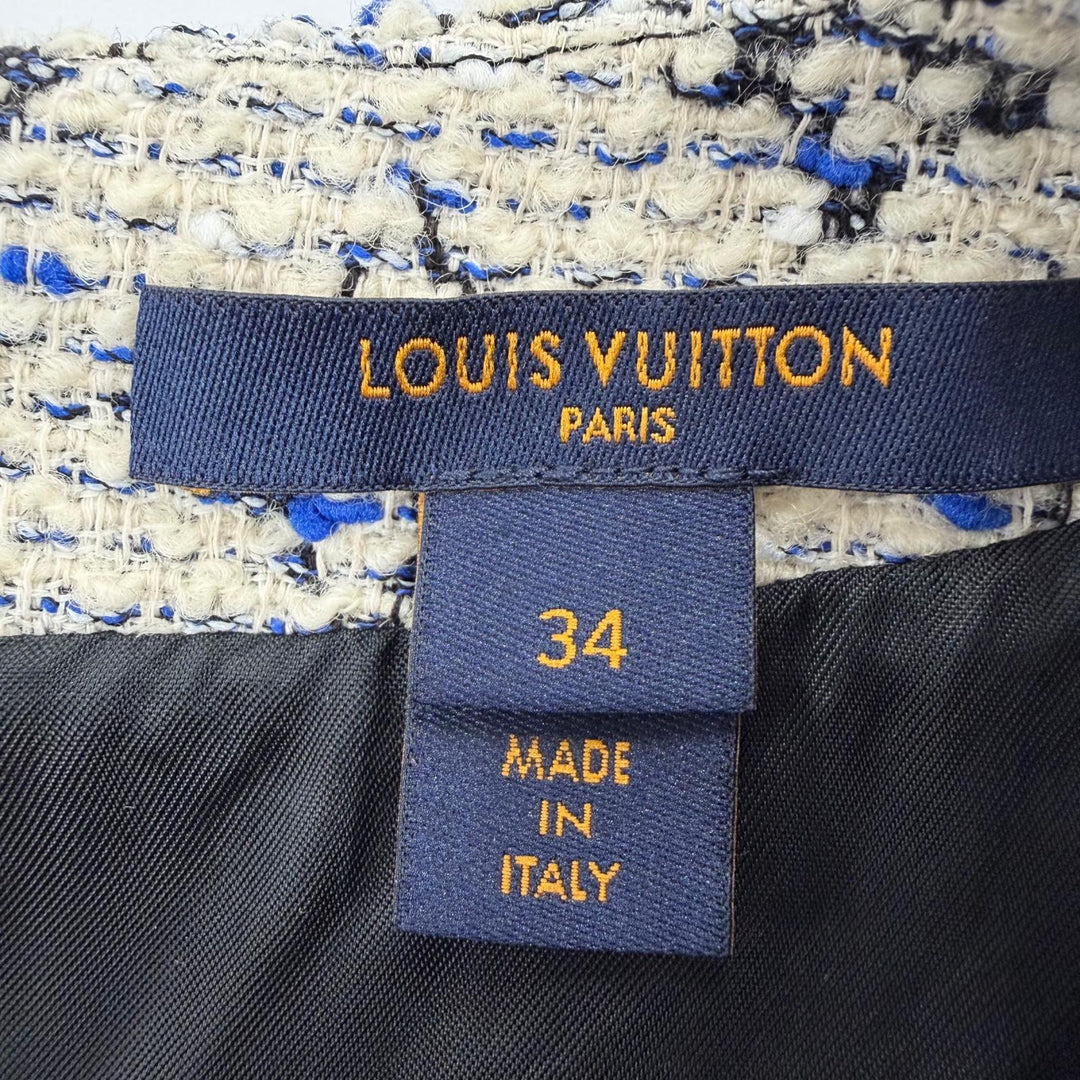 Excellent LOUIS VUITTON one piece Leather-trimmed monogram tweed sleeveless 34