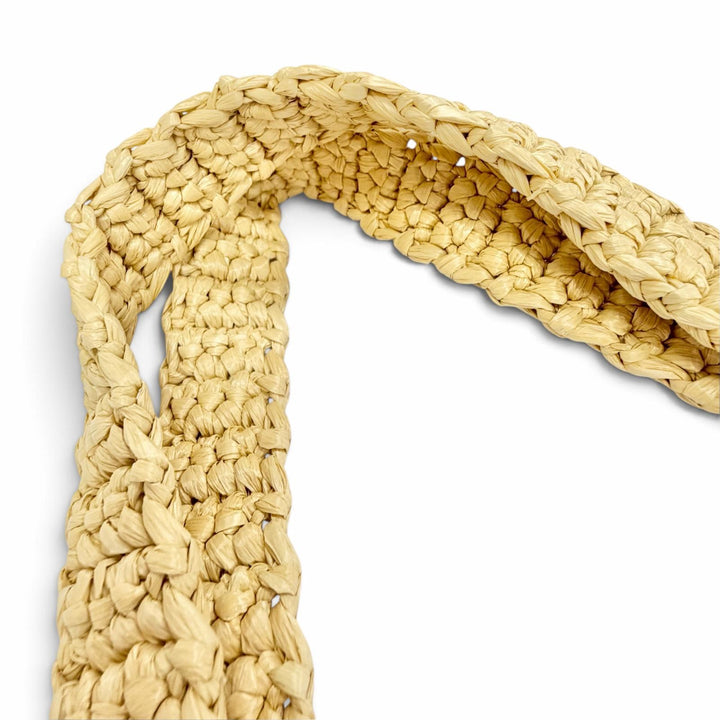 Excellent PRADA Tote Bag Triangle logo raffia crochet natural Raffia 1BG393