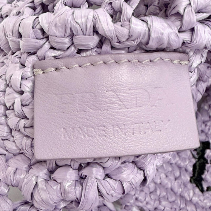 Excellent PRADA Tote Bag Triangle logo raffia crochet purple Raffia Women 1BG393