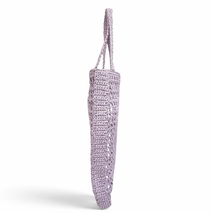 Excellent PRADA Tote Bag Triangle logo raffia crochet purple Raffia Women 1BG393