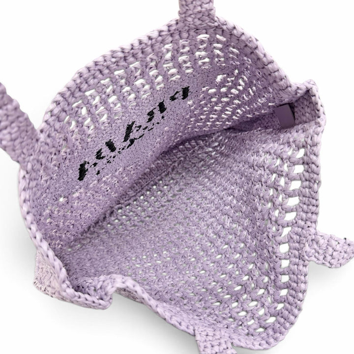 Excellent PRADA Tote Bag Triangle logo raffia crochet purple Raffia Women 1BG393