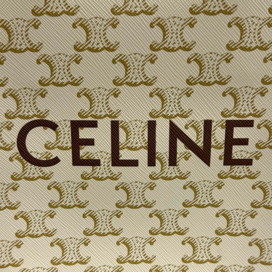 Excellent CELINE Shoulder Bag Triomphe Coated Canvas Leather Mini Vertical Cabas