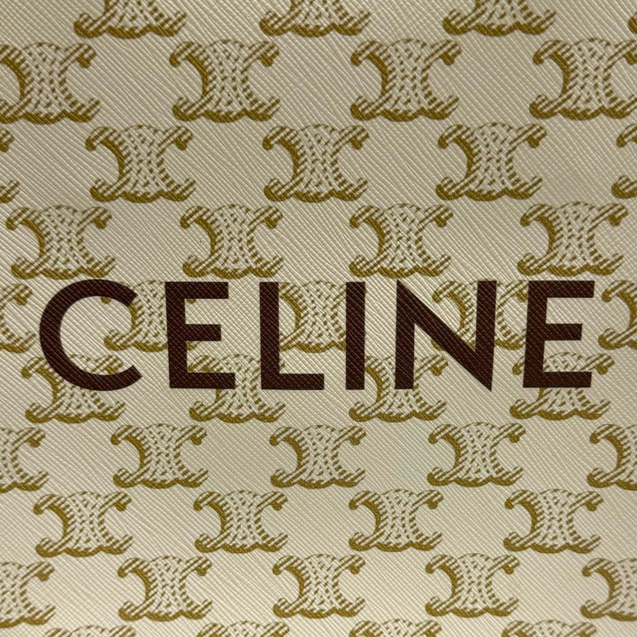 Excellent CELINE Shoulder Bag Triomphe Coated Canvas Leather Mini Vertical Cabas