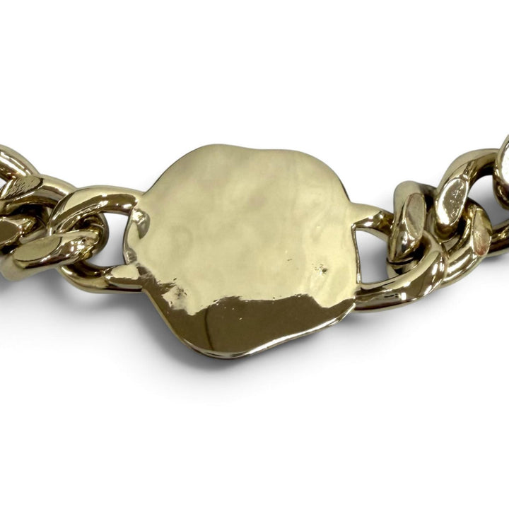Excellent CHANEL Necklace Rhinestone COCO Mark Eco Pearl Cuban Link Choker B22S