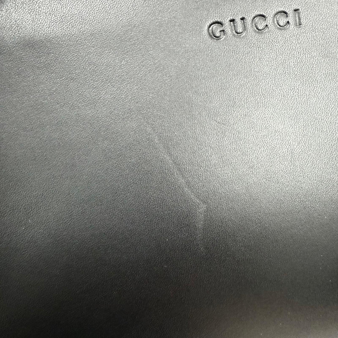 Excellent GUCCI Nymphaea Medium Bamboo 2way Leather Shoulder Bag black 45376