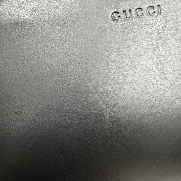 Excellent GUCCI Nymphaea Medium Bamboo 2way Leather Shoulder Bag black 45376