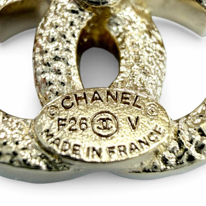 Excellent CHANEL Pierce COCO Mark Rhinestone Accessories gold Women F26V