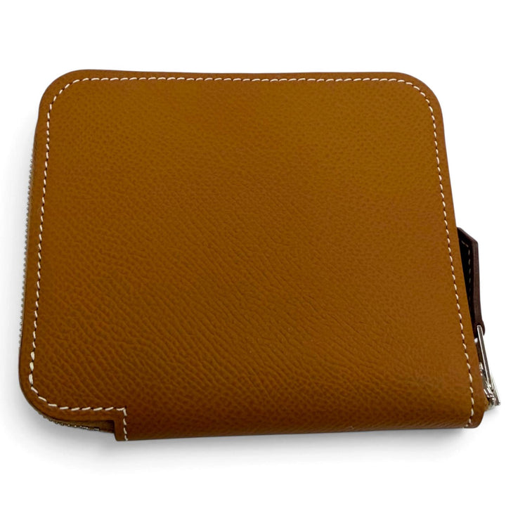 Excellent HERMES Coin case Azap compact silk in Epsom Leather Women