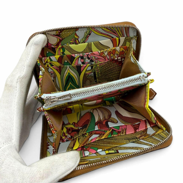 Excellent HERMES Coin case Azap compact silk in Epsom Leather Women