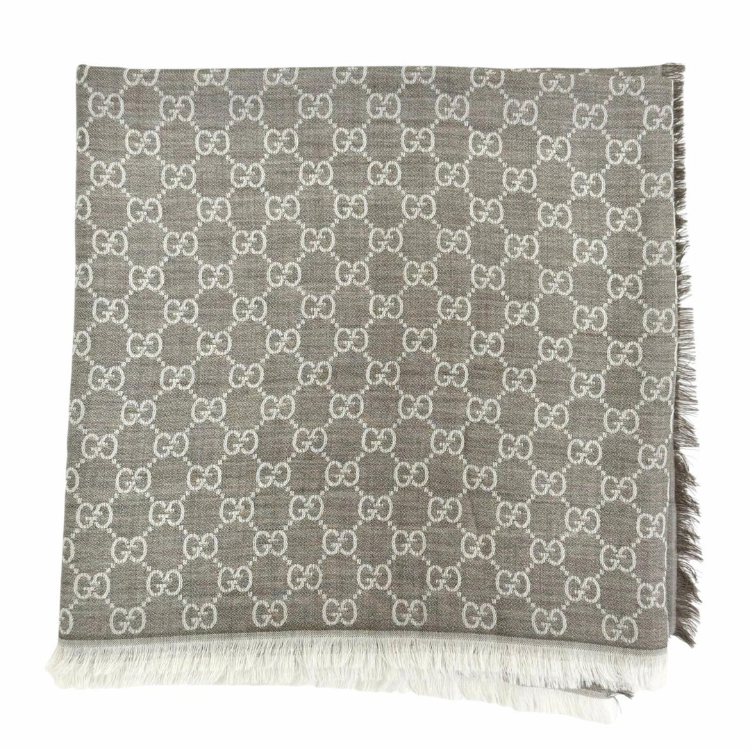 Pristine GUCCI Stall GG pattern large shawl Brown wool Women 281942