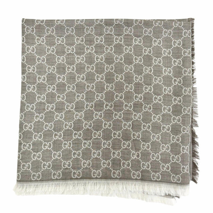 Pristine GUCCI Stall GG pattern large shawl Brown wool Women 281942