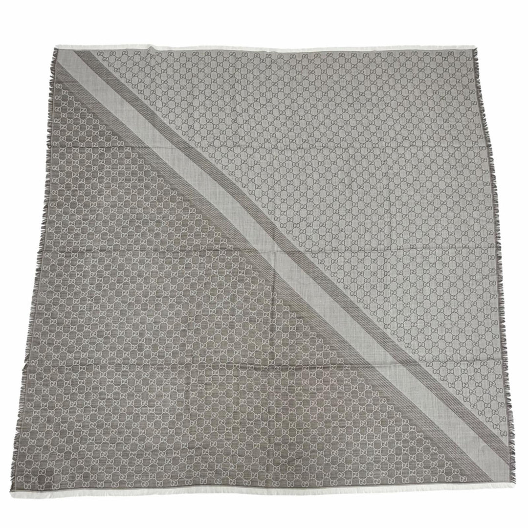 Pristine GUCCI Stall GG pattern large shawl Brown wool Women 281942