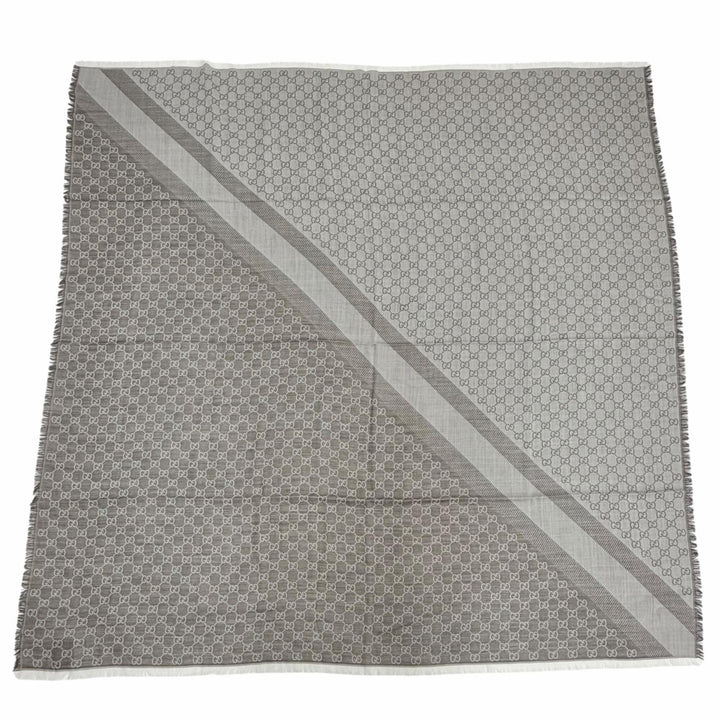 Pristine GUCCI Stall GG pattern large shawl Brown wool Women 281942