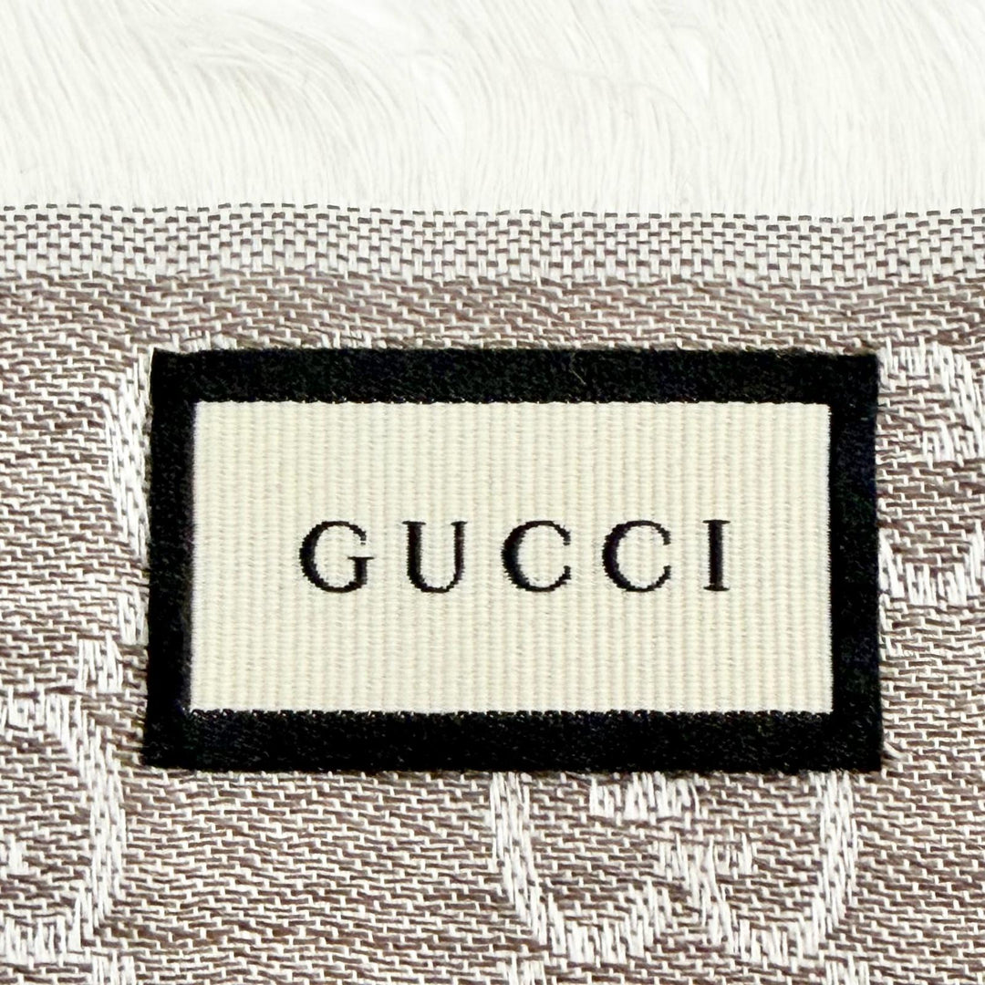 Pristine GUCCI Stall GG pattern large shawl Brown wool Women 281942