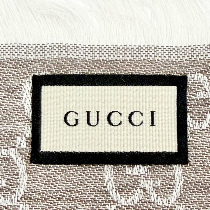 Pristine GUCCI Stall GG pattern large shawl Brown wool Women 281942