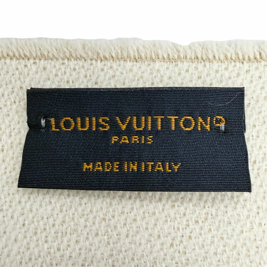Great LOUIS VUITTON Scarf LV Essential Monogram beige wool Women M77854