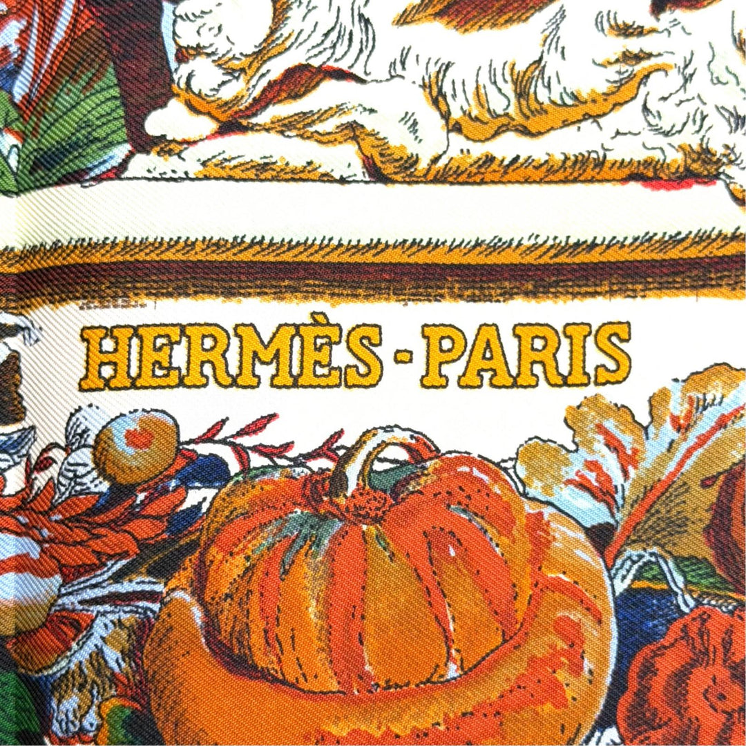 Excellent HERMES scarf Les Ameriques COLOMBVS Calle 90 Brown silk Women