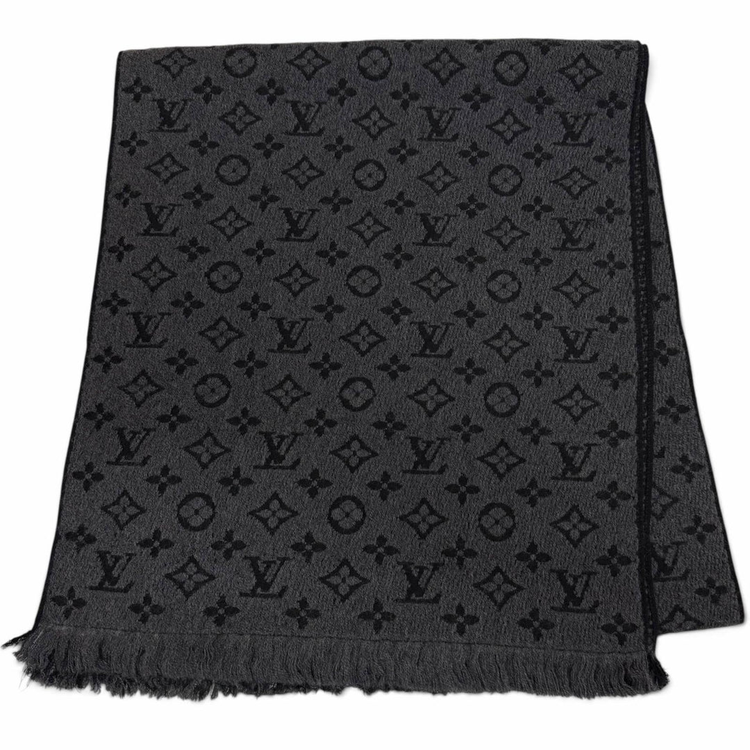 Very Good LOUIS VUITTON Scarf Monogram Classic Anthracite wool mens M78526