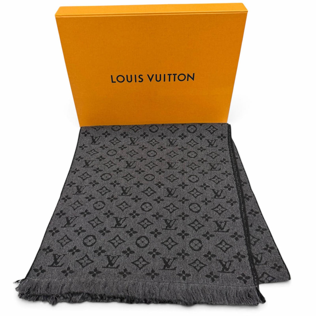 Very Good LOUIS VUITTON Scarf Monogram Classic Anthracite wool mens M78526