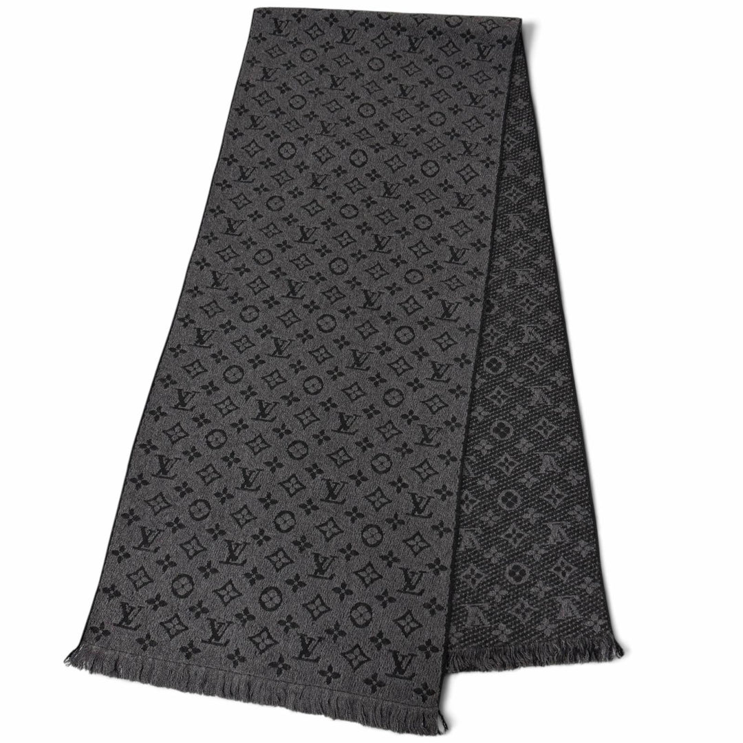 Very Good LOUIS VUITTON Scarf Monogram Classic Anthracite wool mens M78526