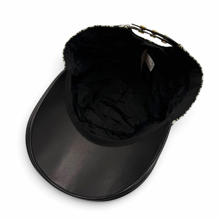 Great LOUIS VUITTON cap Monogram Flower 1854 Lambskin leather hat Black M MP2900