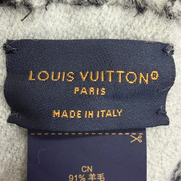 Great LOUIS VUITTON Scarf LV Essential Monogram Shine Fringe black