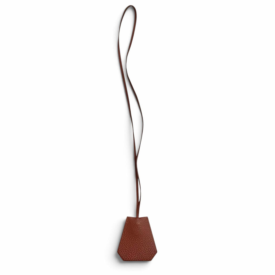 Excellent HERMES Necklace Margiela-era Clochette Brown Togo Leather Women