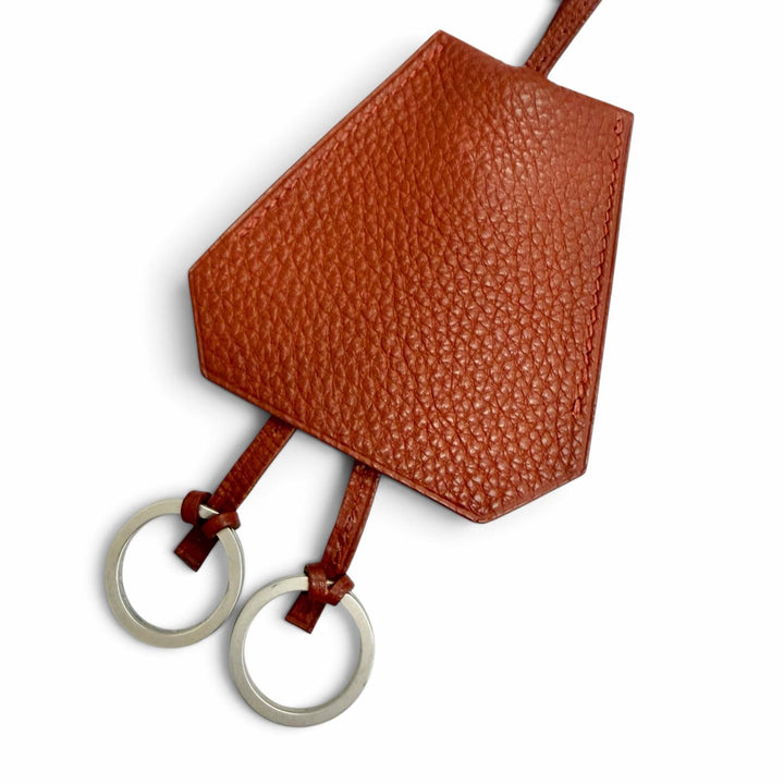 Excellent HERMES Necklace Margiela-era Clochette Brown Togo Leather Women