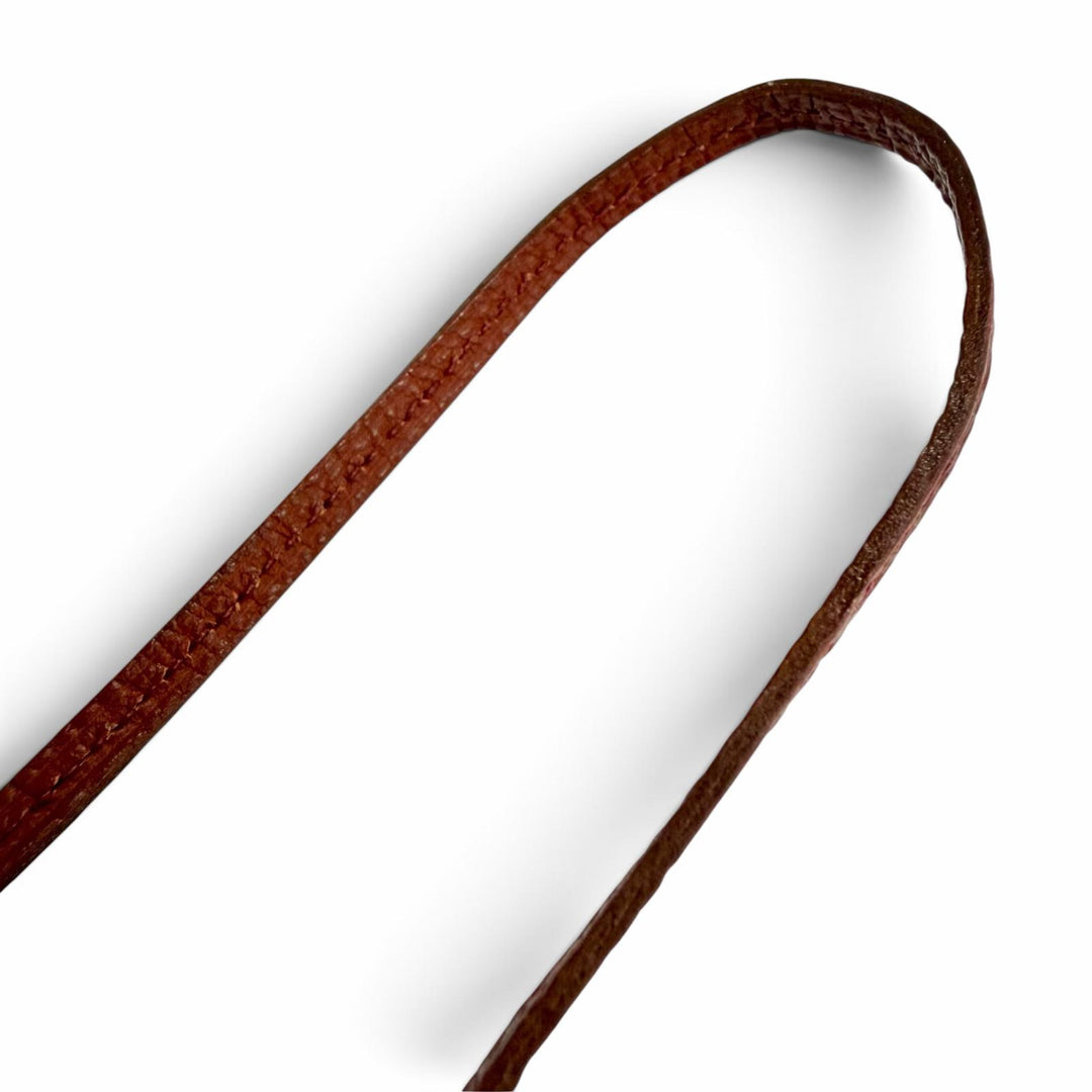 Excellent HERMES Necklace Margiela-era Clochette Brown Togo Leather Women