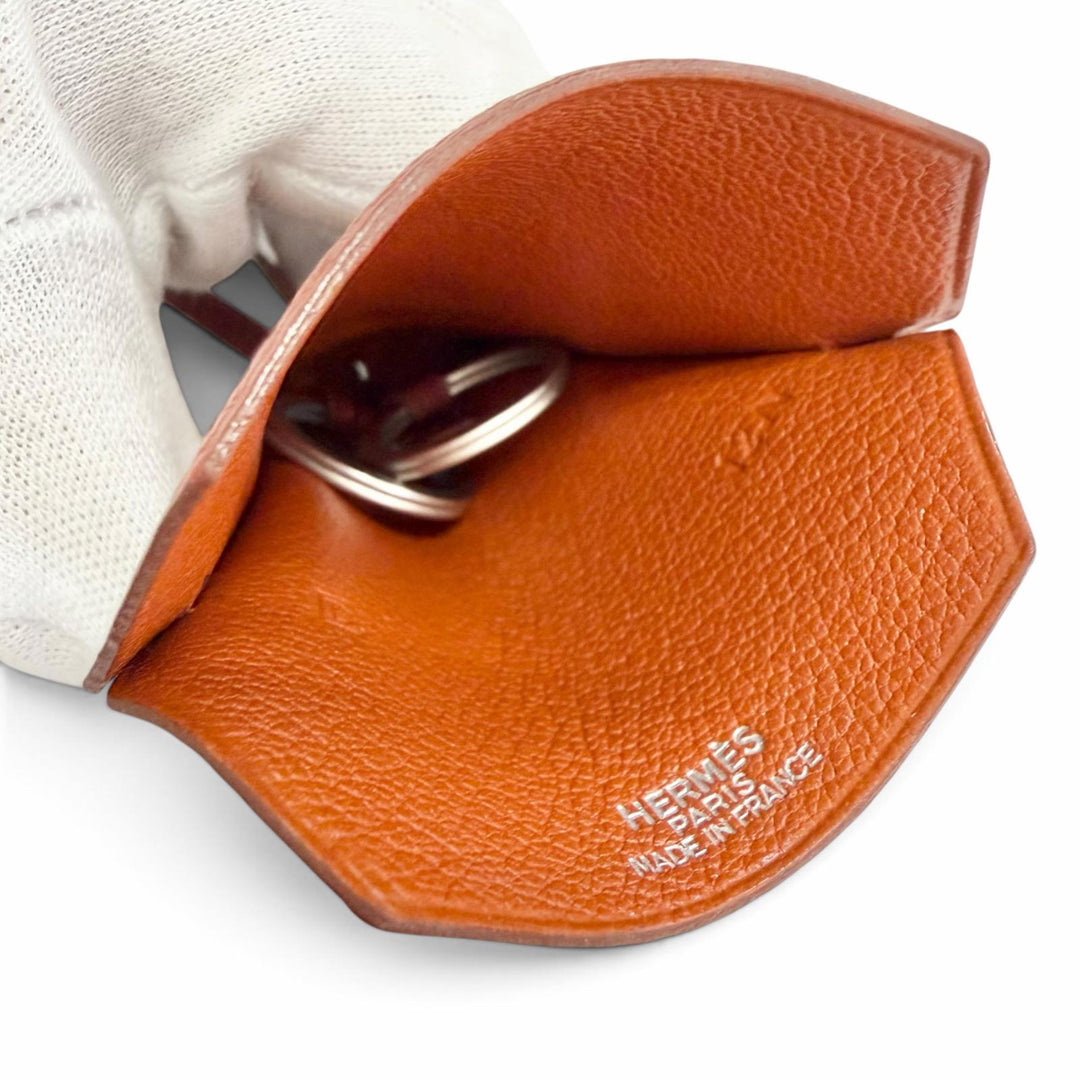 Excellent HERMES Necklace Margiela-era Clochette Brown Togo Leather Women