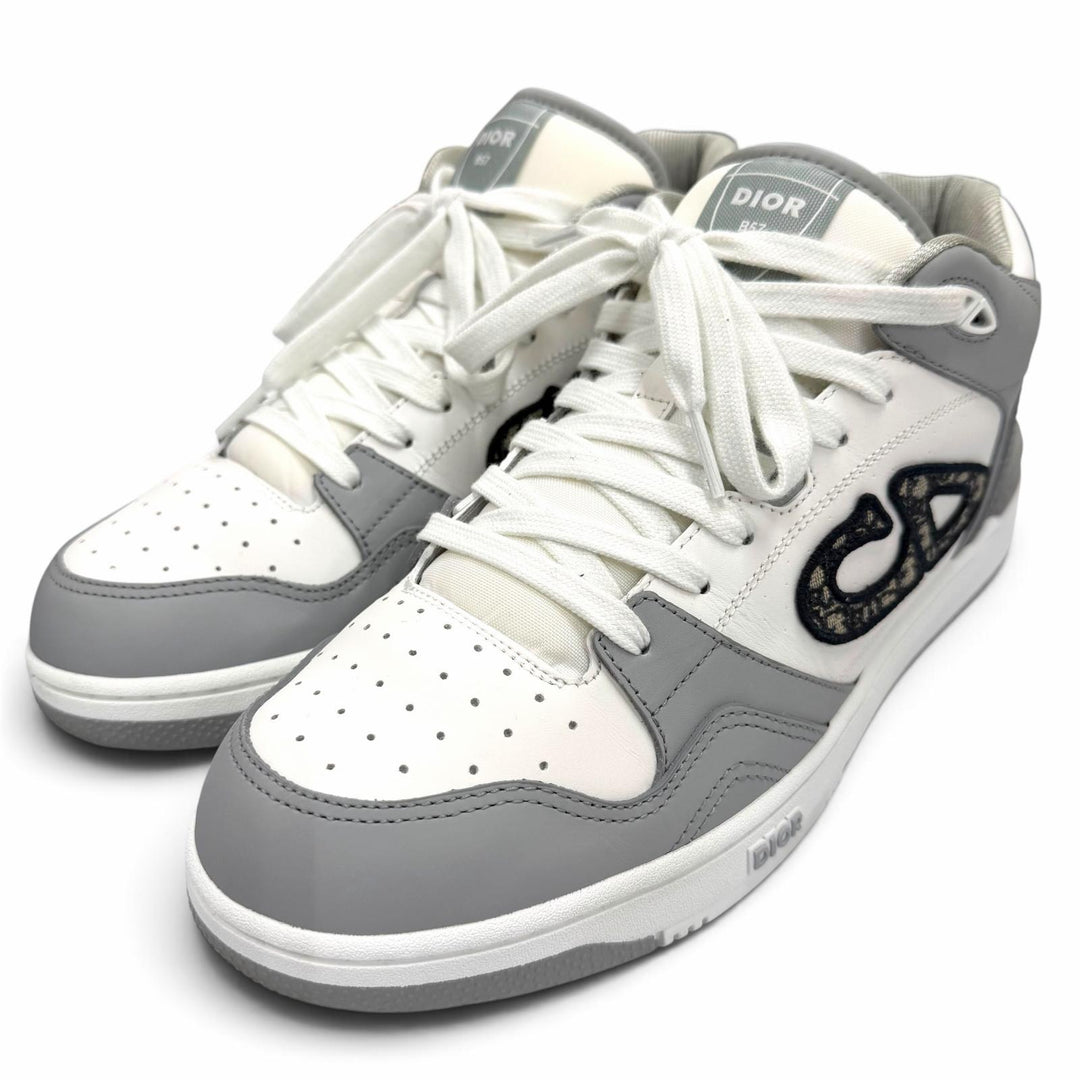 Great DIOR High cut sneakers B57 Oblique gray leather mens 42 3SH141ZXU86042