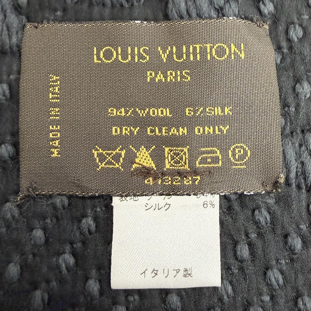 Great LOUIS VUITTON Scarf Escalp Logo Mania Monogram Dark gray wool Women 413287