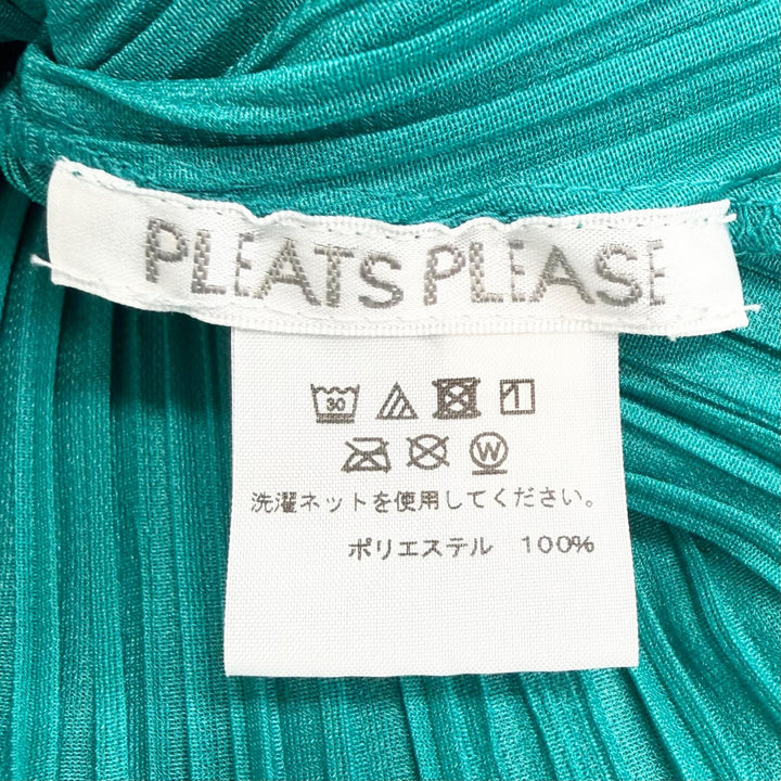 Excellent PLEATS PLEASE one piece V-neck long sleeves Emerald green 3 PP71-JH146