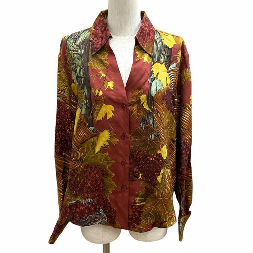 Excellent HERMES Long sleeve shirt Vendanges (grape harvest) Multi silk Women 42