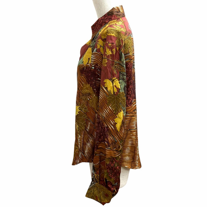 Excellent HERMES Long sleeve shirt Vendanges (grape harvest) Multi silk Women 42