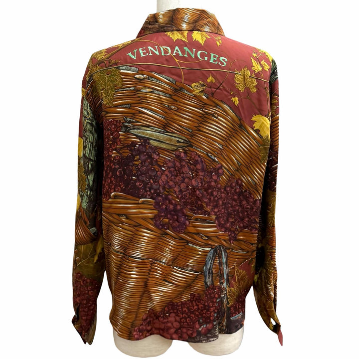 Excellent HERMES Long sleeve shirt Vendanges (grape harvest) Multi silk Women 42