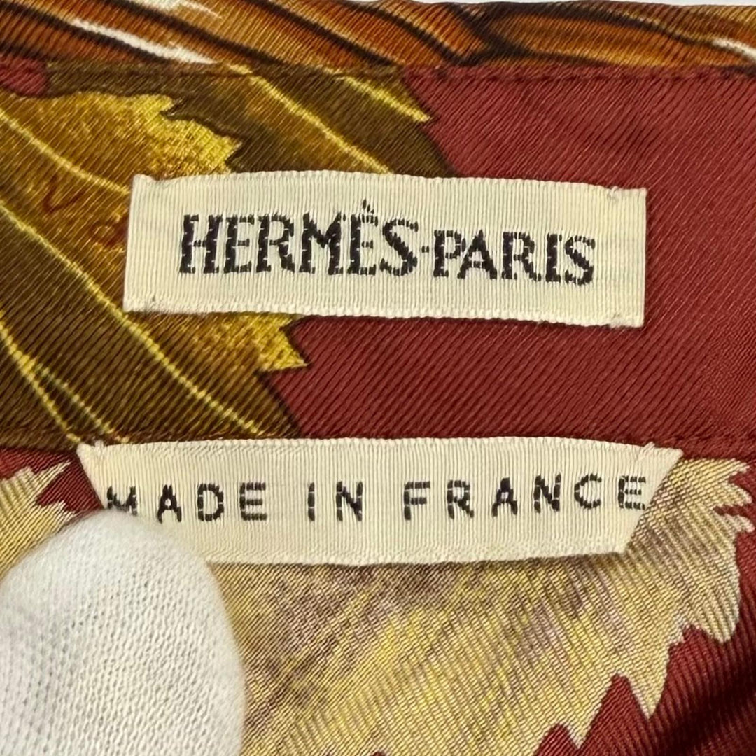 Excellent HERMES Long sleeve shirt Vendanges (grape harvest) Multi silk Women 42