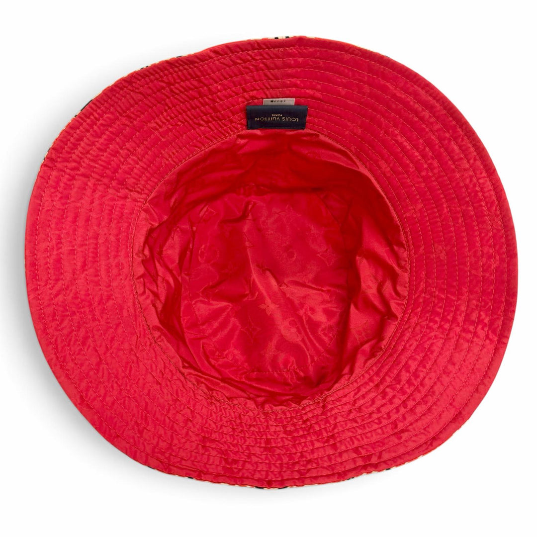 Great LOUIS VUITTON Bob Carry-On Crème Rouge Monogram Bucket hat Red M76537