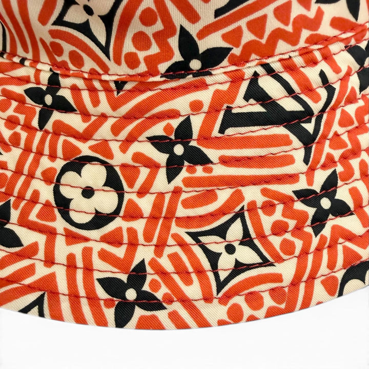 Great LOUIS VUITTON Bob Carry-On Crème Rouge Monogram Bucket hat Red M76537