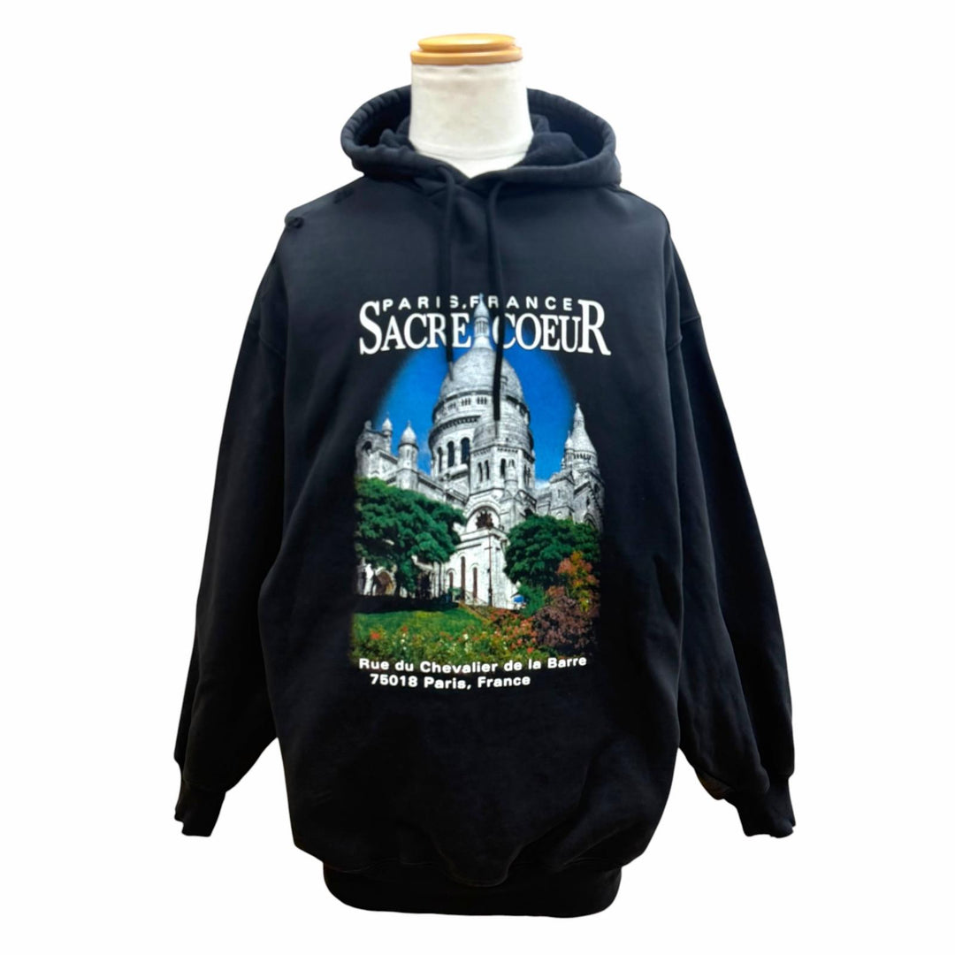 Great BALENCIAGA hoodie SACRE COEUR black cotton mens XS 641529