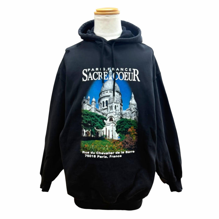 Great BALENCIAGA hoodie SACRE COEUR black cotton mens XS 641529