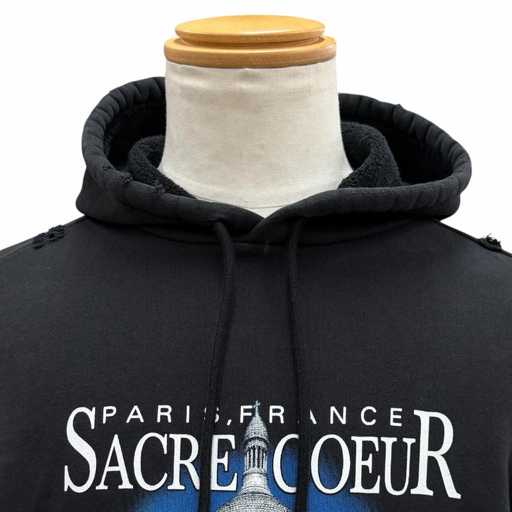 Great BALENCIAGA hoodie SACRE COEUR black cotton mens XS 641529