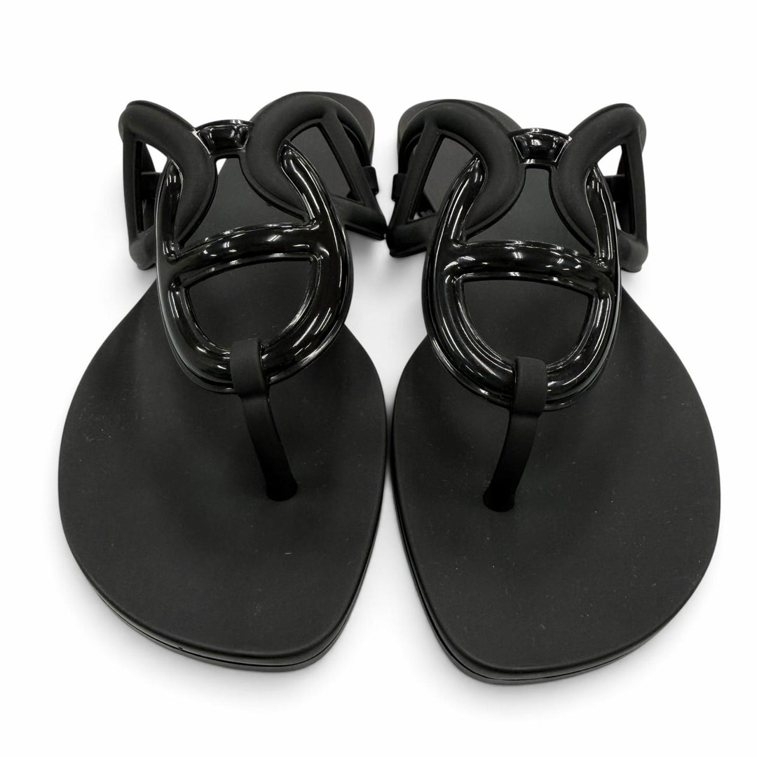 Pristine HERMES Sandals Egeri Chaine d'Ancre flat sandals with thong rubber 36