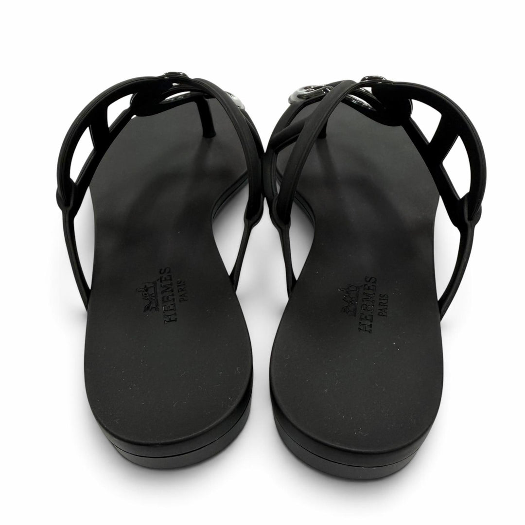 Pristine HERMES Sandals Egeri Chaine d'Ancre flat sandals with thong rubber 36