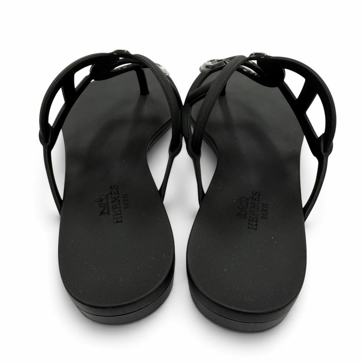 Pristine HERMES Sandals Egeri Chaine d'Ancre flat sandals with thong rubber 36